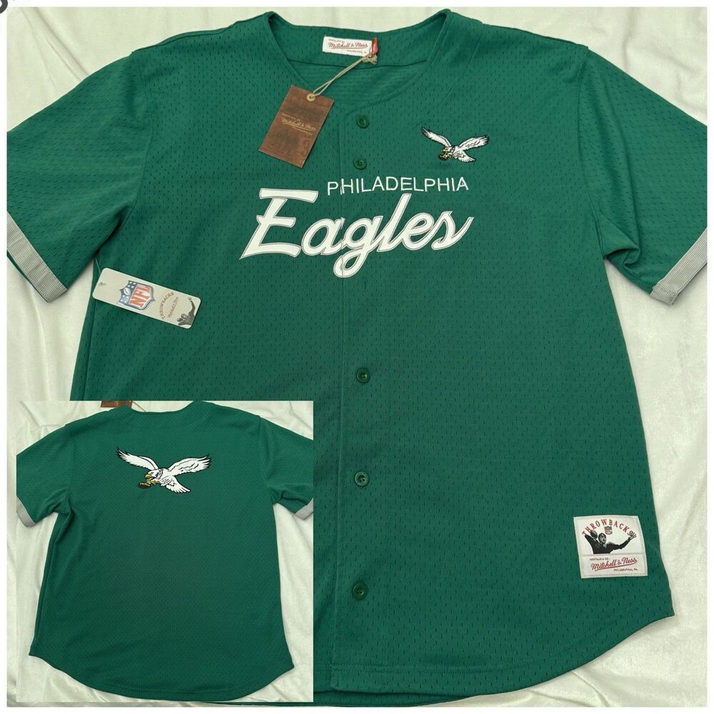 Mitchell & Ness Philadelphia Eagles Kelly Green Head Coach Baseball Jersey